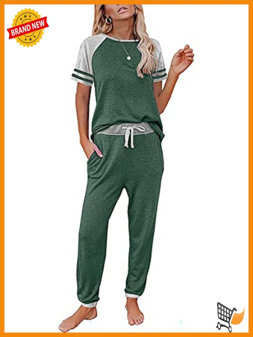Women's Striped 2 Piece Short Sleeve Pullover Loungewear Tracksuit